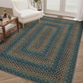 GarveeHome Easy Jute 3x5 Modern Braided Print Washable Rugs for Living Room | Indoor Non Slip Stain Resistant Small Area Rugs Living Room Bordered Throw Carpet Jute Rugs for Bedroom Kitchen, Navy
