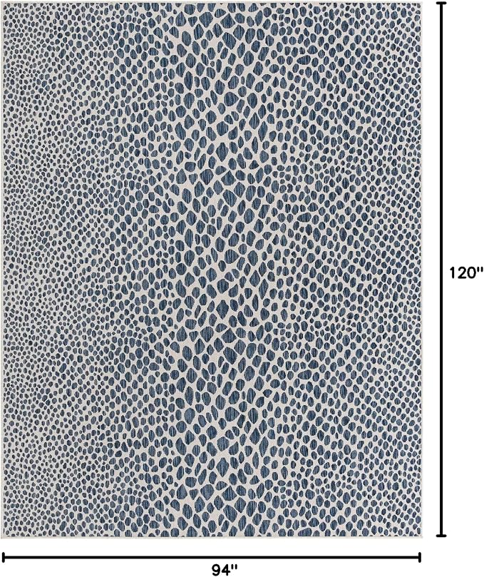 Unique Loom Outdoor Collection Area Rug - Cape Town (7' 10" x 10' Rectangle, Blue/ Olive)
