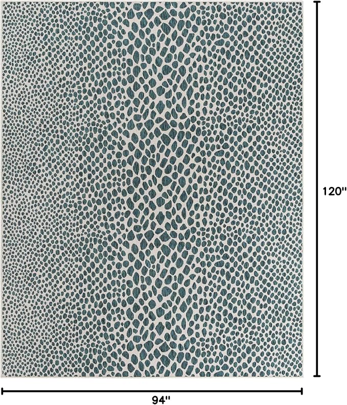 Unique Loom Outdoor Collection Area Rug - Cape Town (7' 10' x 10' Rectangle, Teal/ Ivory)