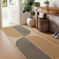 Washable Rainbow Easy Jute Runner Rug, 2x6 Outdoor Indoor Patio Modern Geometric Contemporary Area Rugs, Low Pile Lightweight Non Slip Neutral Long Runner Carpet for Hallway Kitchen 6ft Entryway Porch