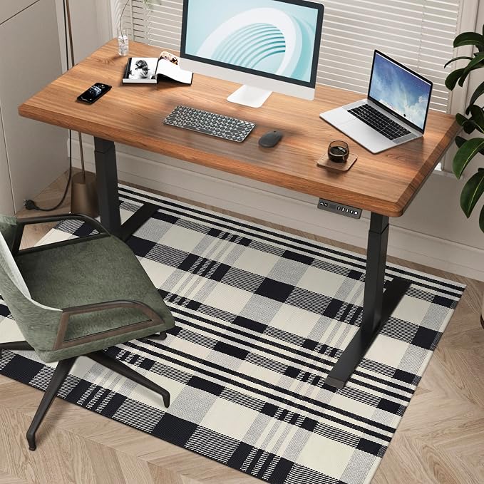 Buffalo Plaid Rug 3x5 Cotton Woven Buffalo Check Area Rug Black and Off White Front Porch Doormat Checkered Outdoor Carpet Washable Indoor Outdoor Layered Door Mats for Entryway Kitchen Farmhouse