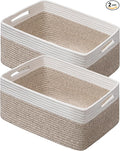 2 Pack Storage Baskets for Organizing, Large Woven Storage Basket, White&Brown