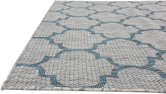 Unique Loom Outdoor Trellis Collection Area Rug (5' 3" x 8' Rectangle, Gray/ Ivory)