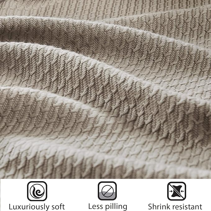 Madison Park 100% Egyptian Cotton King Size Bed Blanket for Summer Khaki | Cozy Soft Breathable Durable, Waffle Weave Woven Casual, Lightweight Knit All Season Throw for Bed Couch or Sofa, OEKO TEX