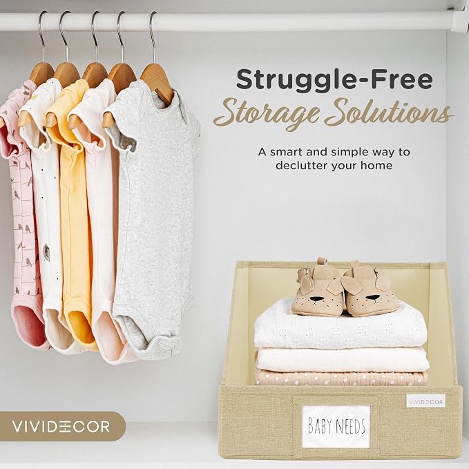 VIVIDECOR Open Front Trapezoid Closet Bins, Fabric Storage Bins for Shelves, 3 Pack