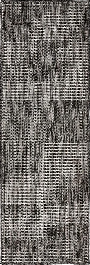 Unique Loom Collection Casual Transitional Solid Heathered Indoor/Outdoor Flatweave Area Rug (2' x 6' 1" Runner, Black/Ivory)