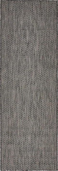 Unique Loom Collection Casual Transitional Solid Heathered Indoor/Outdoor Flatweave Area Rug (2' x 6' 1" Runner, Black/Ivory)