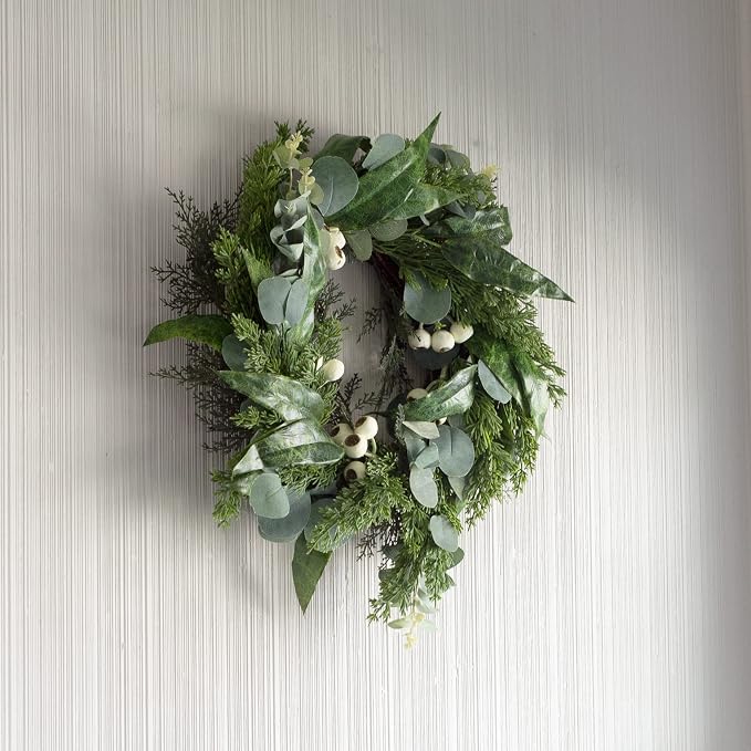 Eucalyptus Wreath - 20-Inch Artificial Spring, Summer, or Fall Wreath for Home Decor - Wreaths for Indoors or Covered Patio Use Only by Pure Garden
