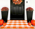 Fall Layered Doormat 27.5 x 43 inch,Orange and White Plaid Rug Cotton Woven Washable Front Door Mat Outdoor Checkered Area Rug for Porch,Entryway,Farmhouse,Halloween,Indoor,Outdoor