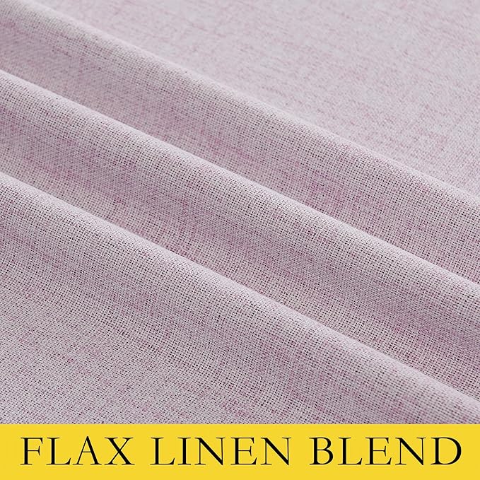 NICETOWN Pink Vintage Linen 100% Blackout Curtains for Living Room, Thermal Insulated Curtains 63" Long, Noise Reducing Window Treatment Drapes for Hall Room, 52" Wide Per Panel, Set of 2