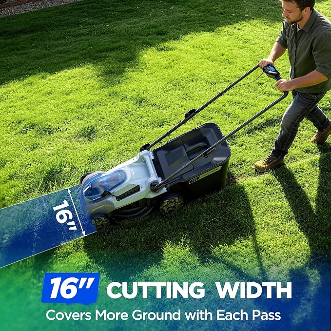 16-Inch 40V Max Brushless Cordless Electric Push Lawn Mower | Includes 40V Max 4.0Ah battery and charger; 148Wh total energy for fewer charging interruptions during routine yard care.