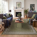 GarveeHome 5x7 Washable Rug for Bedroom Solid Easy Jute Living Room Rugs | Non Slip Modern Neutral Bordered Stain Resistant Indoor Throw Carpet for Nursery Kitchen Dining Room Entryway, Green