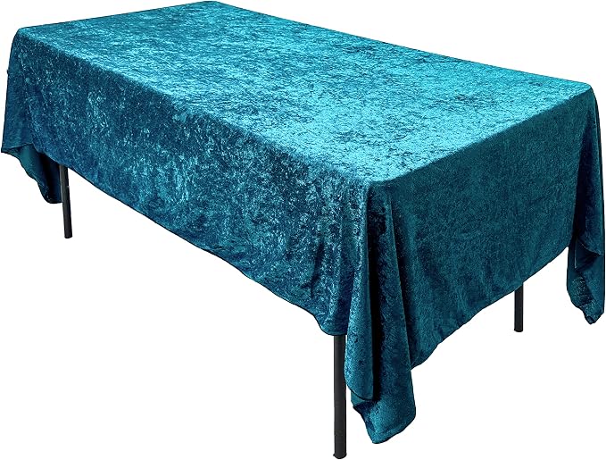 AK TRADING CO. Lush Panne Velvet Tablecloth - 60 x 102 Inch Rectangular Table Cover | Great for Buffet Table, Parties, Holiday Dinner, Wedding & Baby Shower (Teal Blue, 60 x 102 Inch)