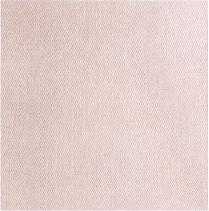 Unique Loom Collection Casual Transitional Solid Heathered Indoor/Outdoor Flatweave Area Rug (10' 8" Square, Whisper Pink/Ivory)
