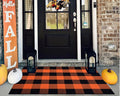 Orange and Black Door Mat Outdoor 27.5''x 43.3''Fall Layered Doormat Woven Washable Farmhouse Front Porch Rug for Hallween Mat,Entryway,Bedroom,Patio
