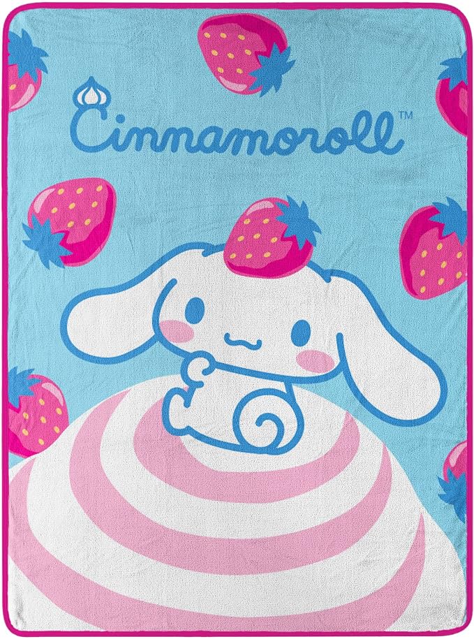 Northwest Cinnamoroll Micro Raschel Throw Blanket, 46" x 60", Strawberry Bun