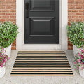 LEEVAN Black and Tan Striped Outdoor Rug, 2 x 3 Small Cotton Front Porch Rug Washable Front Door Mat Outside Entrance, Woven Reversible Welcome Mat Modern Outdoor Entry Layering Rug for Bathroom
