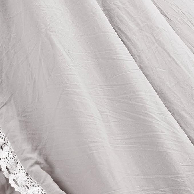Lush Decor Ella Ruffle Lace Throw Blanket, 50" W x 60" L, Light Gray - Coquette Throw Blankets for Bed - Couch Blanket - Ruffled Throw Blanket for Couch