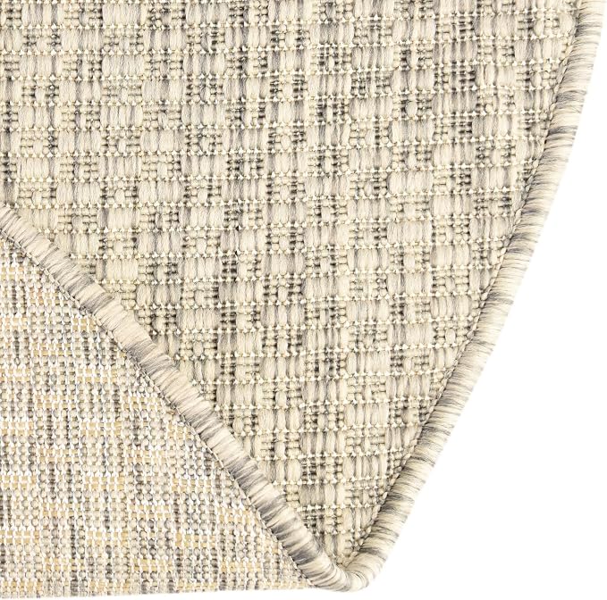 Unique Loom Collection Casual Transitional Solid Heathered Indoor/Outdoor Flatweave Area Rug (7' 10" x 10' Oval, Light Gray/Ivory)