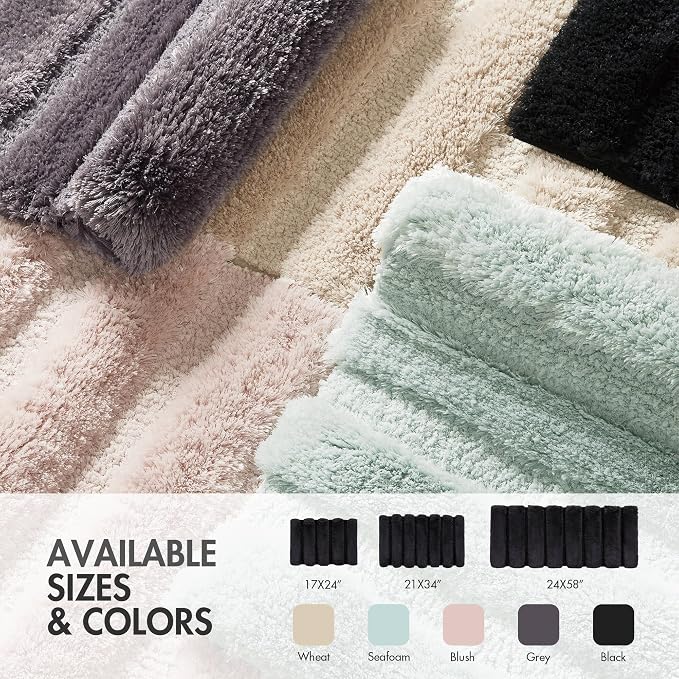 Madison Park Tufted Pearl Channel Bath Rug Non-Slip, 21 x 34, Black | Soft Pile, Machine Washable, Striped Pattern, Absorbent, Plush, OEKO-TEX Certified