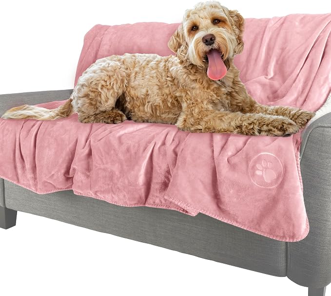 PETMAKER Dog Blanket, Pink, 60” x 80” | Reversible Sherpa Blanket - Throws for Bed, Couch, Crate, or Car - Machine Washable Puppy Essentials