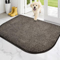 PURRUGS Dirt Trapping Door Mat Half Round 32" x 47", Non-Slip Machine Washable Entry Rug, Entrance Mat, Indoor Front Door Mat, Super Absorbent Entryway Rug for Muddy Shoes & Paws, Heathered Brown