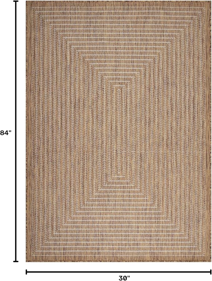 Adiva Rugs Outdoor Indoor Area Rug, Weather Resistant, Easy to Clean, Stain Resistant Floor Mat for Dining Room, Backyard, Deck, Patio (Wooden, 2'6" x 7')