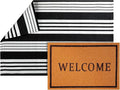 2 Pcs Outdoor Door Mat Combo Set Layered Outdoor Rug and Coir Welcome Doormat Non Slip Outside Floor Mat for Front Porch Entryway Patio Yard Decor(Welcome,24'' X 35'',24'' X 16'')