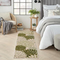 Nourison Home Aloha 8' Runner Ivory Green Fabric Tropical Area Rug (8' Runner)