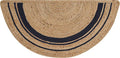 Boho Braided 1.5x3 Area Rug - Jute Natural Fiber Half Round Rug for Living Room Entryway, Farmhouse, Home, Indoor Rugs Jute Door mat for Bathroom, Kitchen (Black Natural, 1.5 X 3 ft)