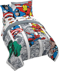 Marvel Comics Avengers Full Size Comforter Set 7 Piece Kids Bedding, Multi | Spiderman Hulk Captain America, Comforter Sheets Shams Pillowcases, Soft Microfiber, Machine Washable, Boys Gift