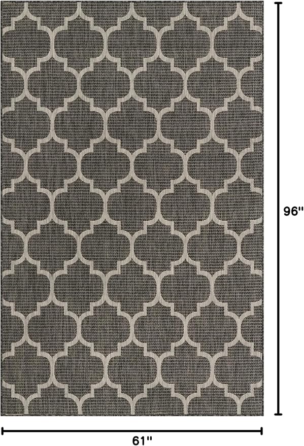 Unique Loom Outdoor Trellis Collection Area Rug (5' 1" x 8' Rectangle, Black/ Ivory)
