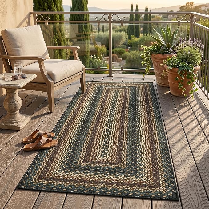 Garvee Runner Rug 2x6 Easy Jute Hallway Runner Rug Washable Non Slip Indoor Outdoor Rugs for Patio Entryway Ultra-Thin Non-Shedding Floor Mat for Laundry Bathroom Bedroom Backyard Porch Rust/Black