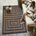 LIVEBOX Jute Look Area Rug 3x5 Indoor Front Door Mat, Washable Outdoor Porch Rugs Non Slip, Boho Geometric Striped Diamond Accent Rug for Entryway (Dark Blue Stripe)