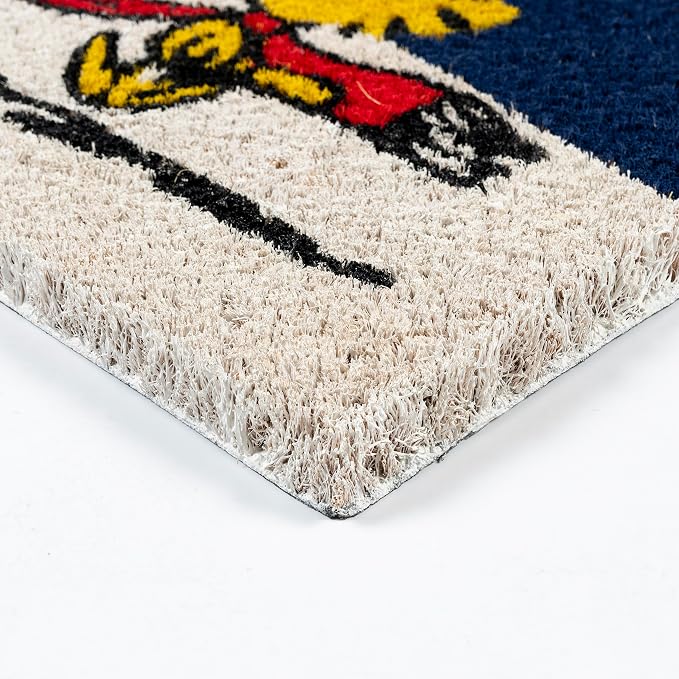 Gertmenian Peanuts Snoopy Coir Doormat - 2x3 Welcome Mat (2-Pack), Ideal for High Traffic Areas in Front Door, Garage, Entryway - Snowflake/Dog House Lights, 80004