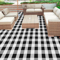 Buffalo Plaid Rug 8x10 Feet Cotton Woven Black and White Check Washable Indoor Outdoor Carpet for Living Room Farmhouse Bedroom Patio