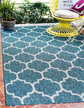 Unique Loom Outdoor Trellis Collection Area Rug (5' 3" x 7' 1" Rectangle Teal/Gray)