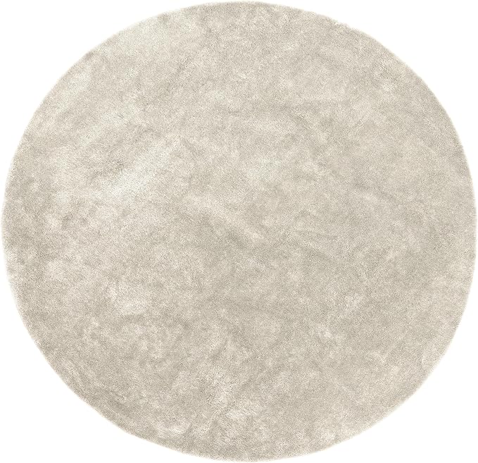 nuLOOM Loni Cream Solid Washable Area Rug, 4' Round