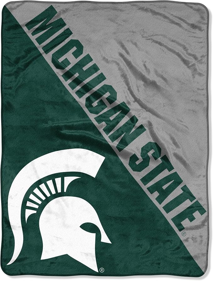 Northwest NCAA Michigan State Spartans Unisex-Adult Micro Raschel Throw Blanket, 46" x 60", Halftone