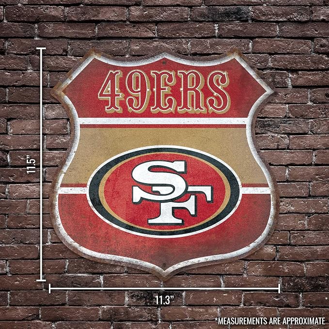 Rico Industries NFL Football San Francisco 49ers Rustic 11.5" Metal Route Sign