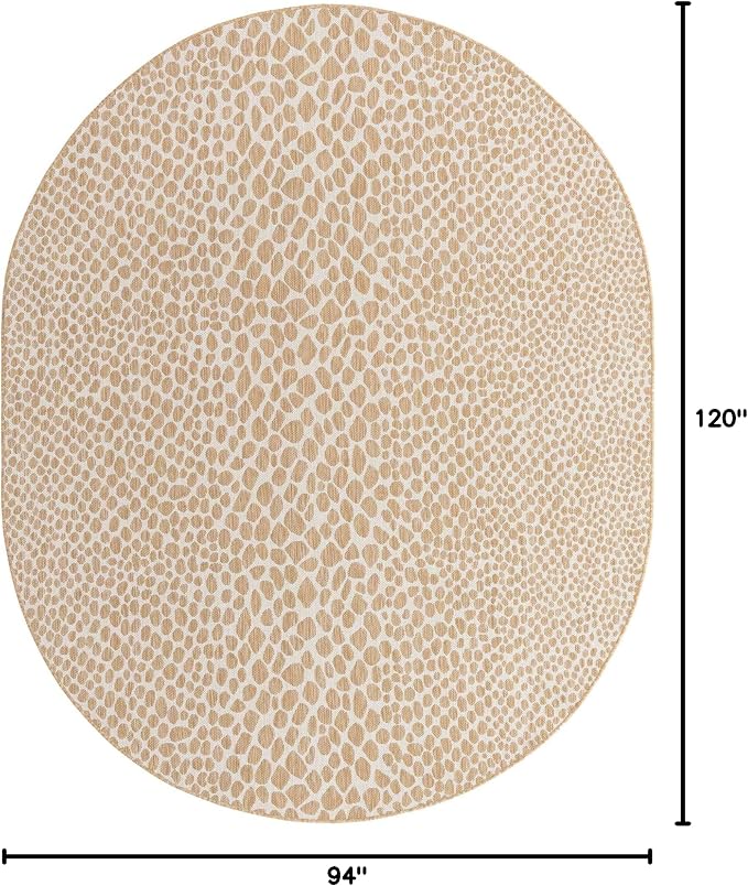 Unique Loom Jill Zarin Outdoor Collection Area Rug - Cape Town (7' 10' x 10' Oval, Dark Beige/ Ivory)