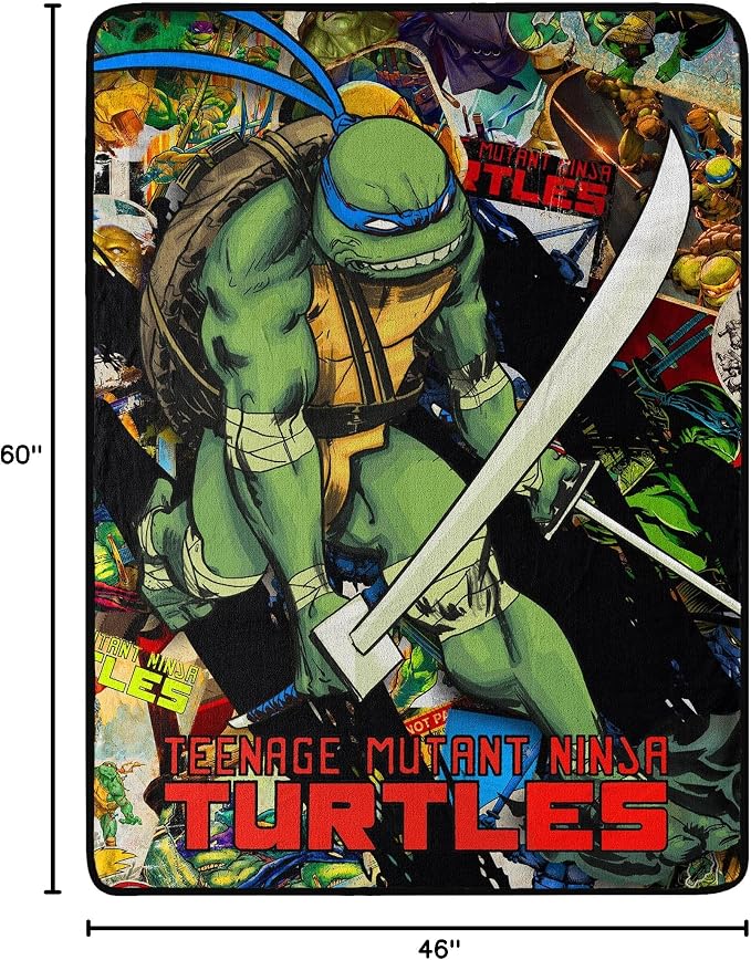 Northwest Teenage Mutant Ninja Turtles Micro Raschel Throw Blanket, 46" x 60", Leader Leo
