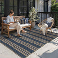 PureCozy Striped Easy Jute Rug 6x9 Blue Living Room Carpet Washable Non Slip Bedroom Office Rug Farmhouse Neutral Non Shedding Indoor Outdoor Large Carpet for Kitchen Dining Room
