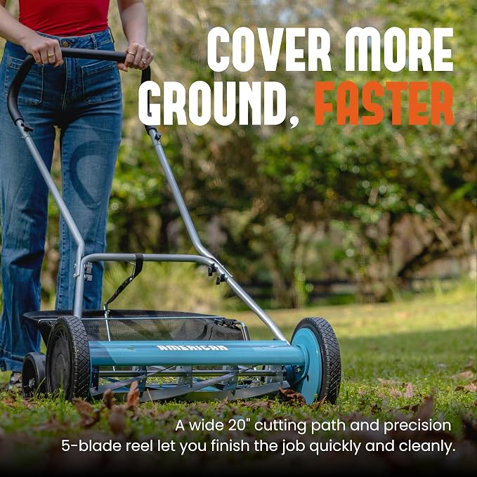 American Lawn Mower 2002-20 20" 5-Blade Reel Mower with Grass Catcher