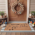 Tinideya 2 Pcs Pet Theme Door Mat Paw Welcome Non Slip Coir Mats Dog Cat Floor Layering Doormats Seasonal for Front Porch Entryway Decor(PET)