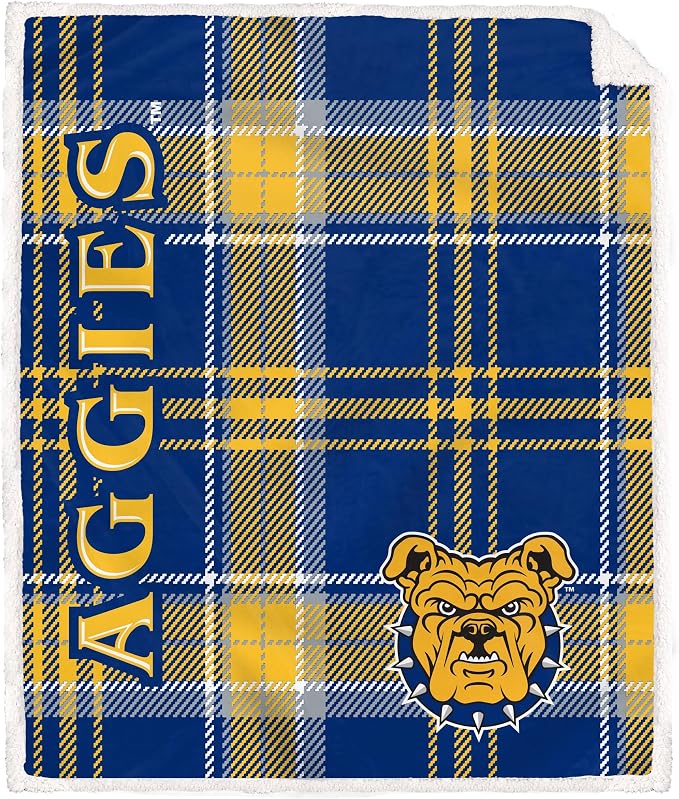 NCAA North Carolina A&T Aggies Playmaker Plaid Ultra Cozy Sherpa Throw
