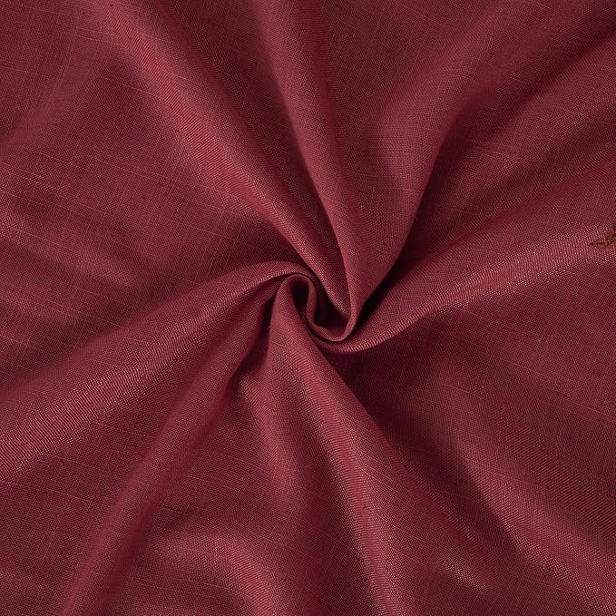 BGment Burgundy Linen Curtains 63 Inches Long for Living Room, Semi Sheer Window Drapes Textured for Bedroom Dining Light Filtering with Rod Pocket Lightweight, 2 Panels, Each 52 Inch Wide
