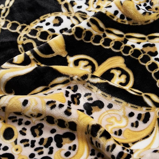 Baby Phat Oversized Plush Throw Blanket, Leopard with Chains, 60" x 70"
