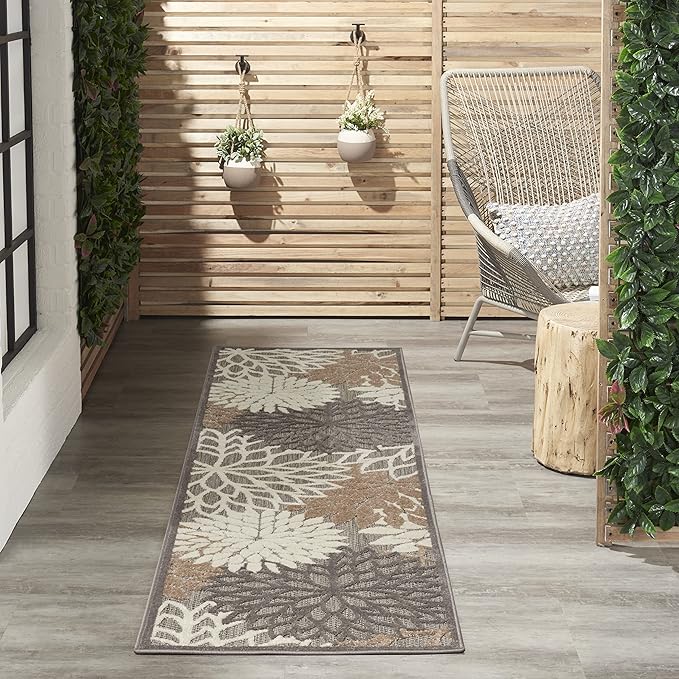 Nourison Home Aloha Natural 2'3" x 10' Area Rug - Easy Clean, Non Shedding, Bed Room, Living Room, Dining Room, Kitchen (10' Runner)