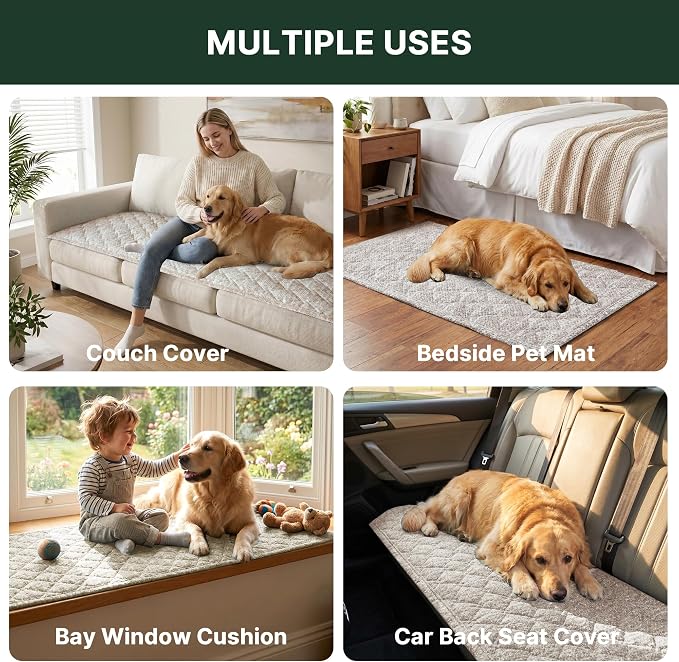 H.VERSAILTEX Chenille Couch Cover for Dogs Washable Soft Loveseat Covers Sectional Sofa Cover Heather Blending Non-Slip Thick Couch Protector Dog Pet Bed Covers(Heathered Beige, 28" x 59")